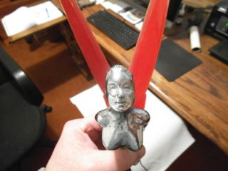 Vintage PACKARD Red Winged Goddess Automobile Hood Ornament 3