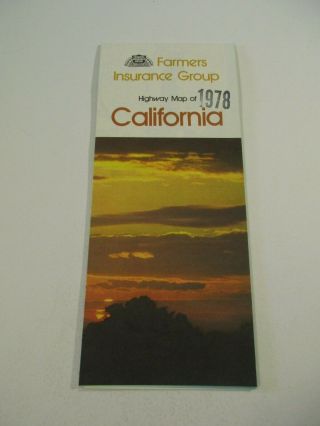 Vintage 1978 Farmers Insurance California State Highway Travel Road Map Box H8