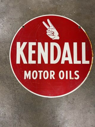 Vintage Kendall Motor Oils Sign Porcelain Antique Old Gas Station Double Sided.