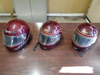 3 Vintage Bell Vetter Motorcycle Helmets Full Face Large,  Medium And Small