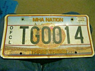 Rare N.  Dakota Three Tribes Mha Official Vehicle License Plate Flat Fair Cond