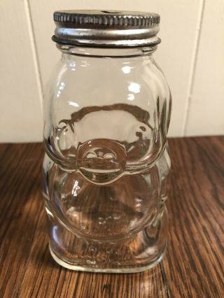 Vintage Hazel Atlas Clear Glass Piggy Bank " Brother Can You Spare A Dime? " 1930s
