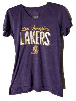 Fanatics Los Angeles Lakers Purple V - Neck T - Shirt Women Medium Vintage Style La