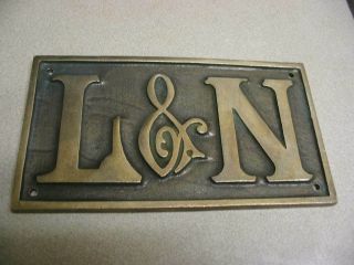 Brass " L & N Railroad " Rectangular Vintage Plaque