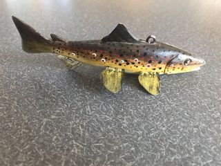 Arlen Svare Brown Trout Fish Decoy Minnesota Folk Art Ice Spear Lure 2