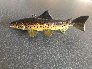 Arlen Svare Brown Trout Fish Decoy Minnesota Folk Art Ice Spear Lure 3
