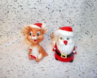 Vintage ©kreiss Santa Claus And Rudolph Reindeer Salt And Pepper S&p Shakers