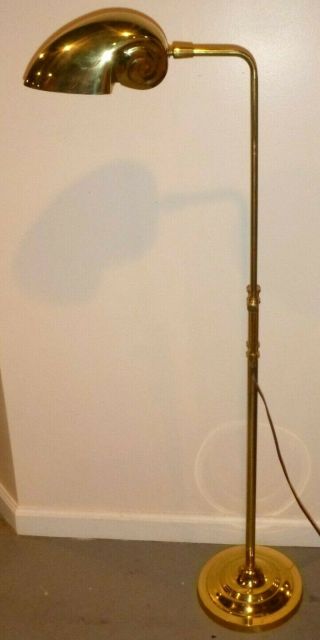 Vintage Brass Lamp Clam Shell Mid Century Modern Adjustable Reading Floor