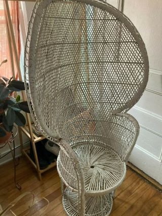 Peacock Wicker Rattan White plant chair (Boho Vintage) furniture 2