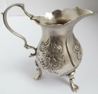 Fine Early English Antique 18th Century Georgian 1752 Sterling Silver Cream Jug