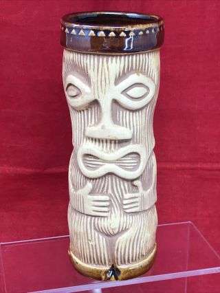 Vintage Hawaiian Barware Tiki Totem Ceramic Tumbler Glasses Paul Marshall Pmp