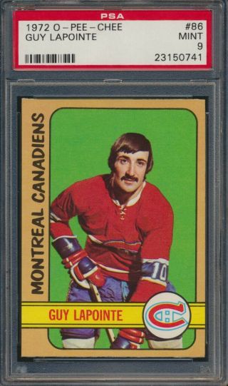 1972 - 73 O - Pee - Chee Guy Lapointe 86 Hof Montreal Canadiens Psa 9