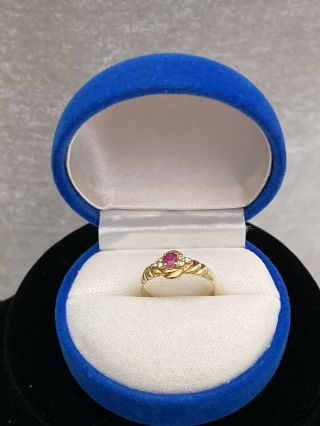 Antique 18ct Yellow Gold With 0.  20ct Ruby And 0.  05ct Diamond With Receipt 2