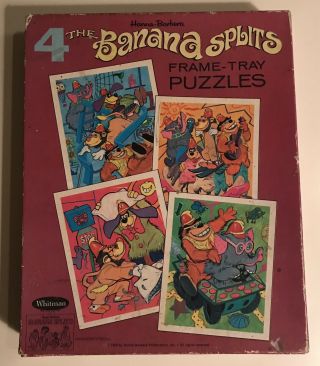 Vintage Whitman Hanna - Barbera The Banana Splits 4 Frame - Tray Puzzles 1969 In Bo