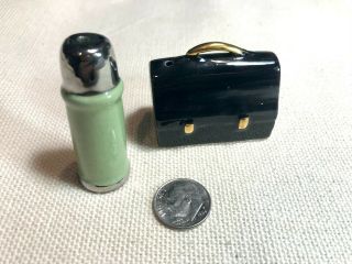 Vintage Arcadia Miniature Salt And Pepper Shakers - Lunch Box & Canister