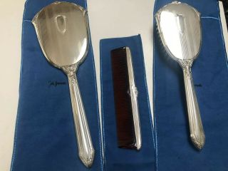 Vintage Sterling Silver Artdeco Mirror Brush And Comb Vanity Set S & B W/dustbag