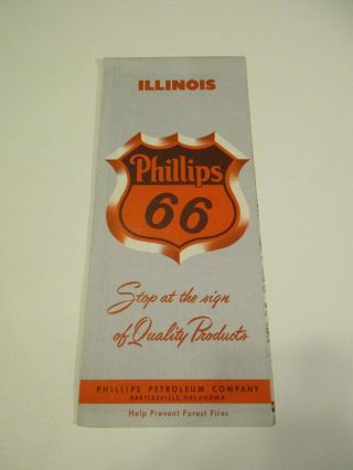 Vintage 1959 Phillips 66 Illinois Oil Gas Service Station Travel Road Map Box 5
