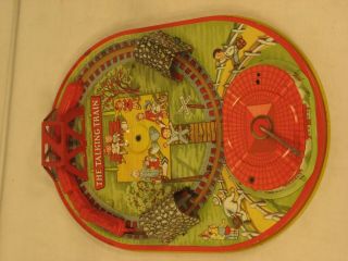 Vintage Ideal Tin Litho Hand Crank Toy The Talking Train " Look "