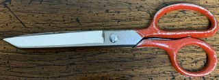 Vintage 7” Eversharp Usa - Red Handle Metal Scissors