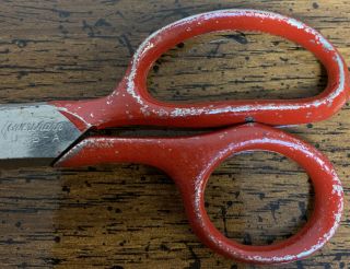 Vintage 7” Eversharp USA - Red Handle Metal Scissors 3