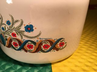 Vintage Berggren Swedish Enamelware Wood Handle Tea Pot Folk Art Cond 3