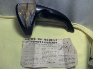 Vintage Black Cutco Handheld Knife Sharpener Honing Stone Right Or Left Handed