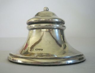 Large Antique 1905 Chester Solid Silver Capstan Inkwell Green Glass Liner H397