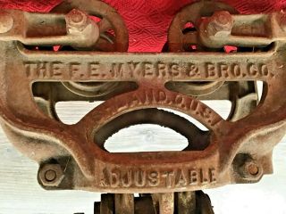 F.  E.  Myers & Bro Antique Barn Cast Iron 8 - Wheel Hay Trolley w/ Cross Draft 2