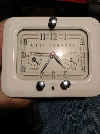 Vintage Retro Art Deco Westinghouse Electric Clock Oven Timer Model Tc - 81 White