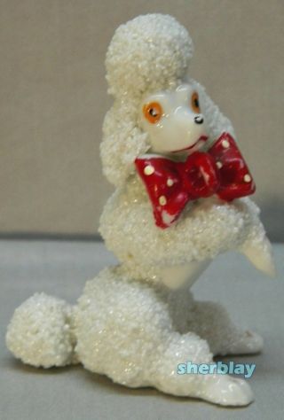 Vintage Poodle Dog With Red Bow Figurine Porcelain Japan 3 1/4 "