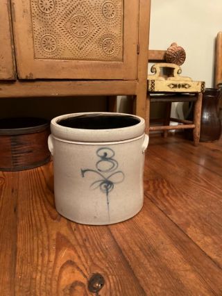 Antique / Vintage Salt Glaze Stoneware 3 Gallon Crock W/ Bee - Sting Design