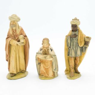 Vtg Set Of Three Wise Men German Hand Carved Wood Figures Ludwig Roger Nativity