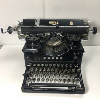 Antique Royal Typewriter With Beveled Glass Sides