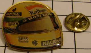 Ayrton Senna Helmet Nacional Marlboro Honda Boss F1 Formula 1 Vintage Pin Badge