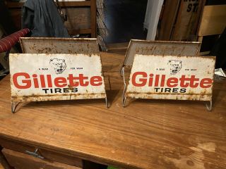 Antique Vintage Gillette Tire Stands A Bear For Wear X2 Includes Two