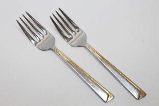 2 Vtg International Silver Alliance Stainless Steel Flatware Salad Forks