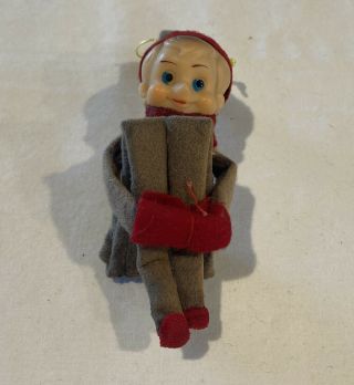 Vintage Christmas Small Miniature 4.  5  Elf On The Shelf " Made In Japan Cute