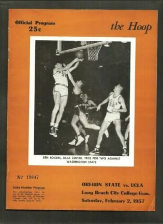 Vintage 1957 Oregon State Beavers V.  Ucla Bruins College Basketball Program