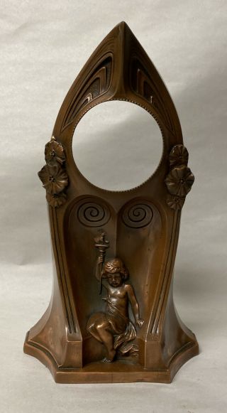 Antique Bronzed Spelter Case (only) For Art Nouveau Mantel Clock