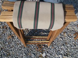 Vintage Wood Folding Camping Stools W/canvas To Sew