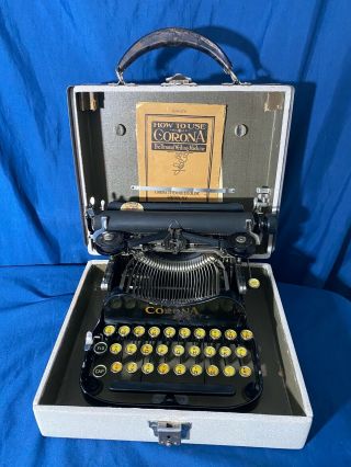 Antique Collectable Vintage Corona Model 3 Folding Typewriter With Case