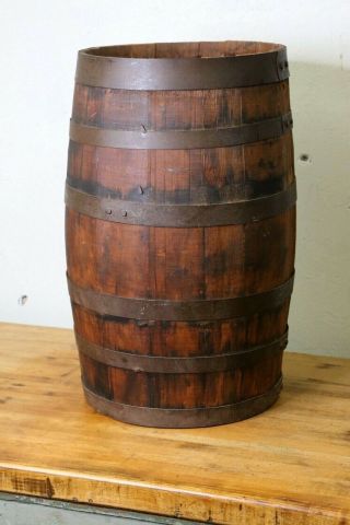 Vintage Antique Wood Whiskey Keg Barrel Bar Decor Wooden Barrel 22 " Tall