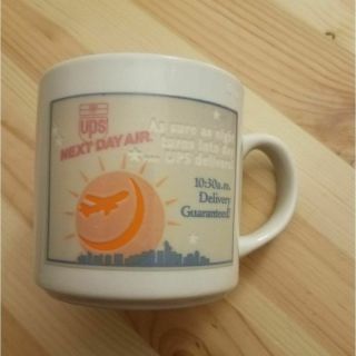 Vintage 80s Ups Heat Activated Promo Coffee Mug Airplane Novelty Color Changing