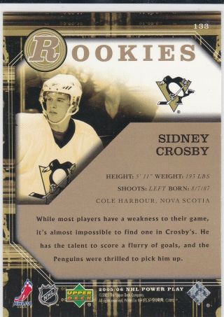 2005/06 UD Power Play Sidney Crosby RC Penguins 2X Hart 3X Stanley Cup SP Rookie 2