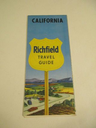 Vintage Richfield California Oil Gas Station Road Map 1950 Population