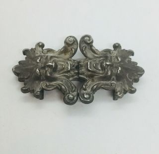 Kerr Antique Art Nouveau Sterling Silver Gargoyle 2 Piece Belt Buckle
