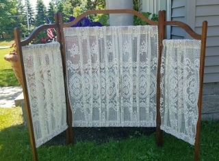 Vintage Victorian Folding Lace Screen Room Divider - Greyhound Delivery