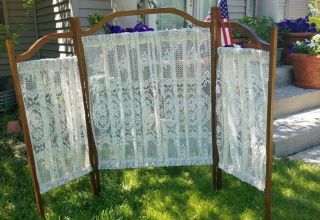 Vintage Victorian Folding Lace Screen Room Divider - Greyhound Delivery 2