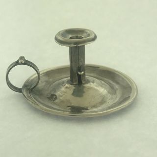 Antique Solid 925 Sterling Silver Mini Candle Stick Holder W/ Finger Loop