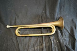 Vintage U.  S.  Us Regulation Brass Bugle - A1